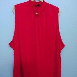 Vintage Fashion Bug Red Mock Neck Sleeveless Blouse Top Womens 4X City Office